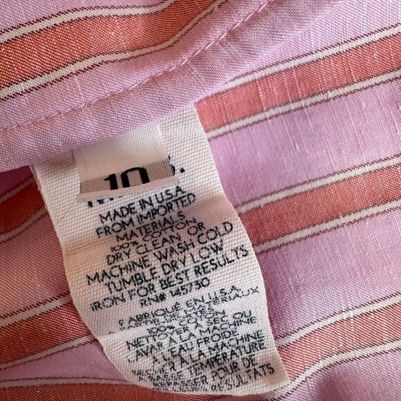 M.D.S Stripes Pink Stripe Peasant Dress Size 10 With Pockets - Picture 10 of 12